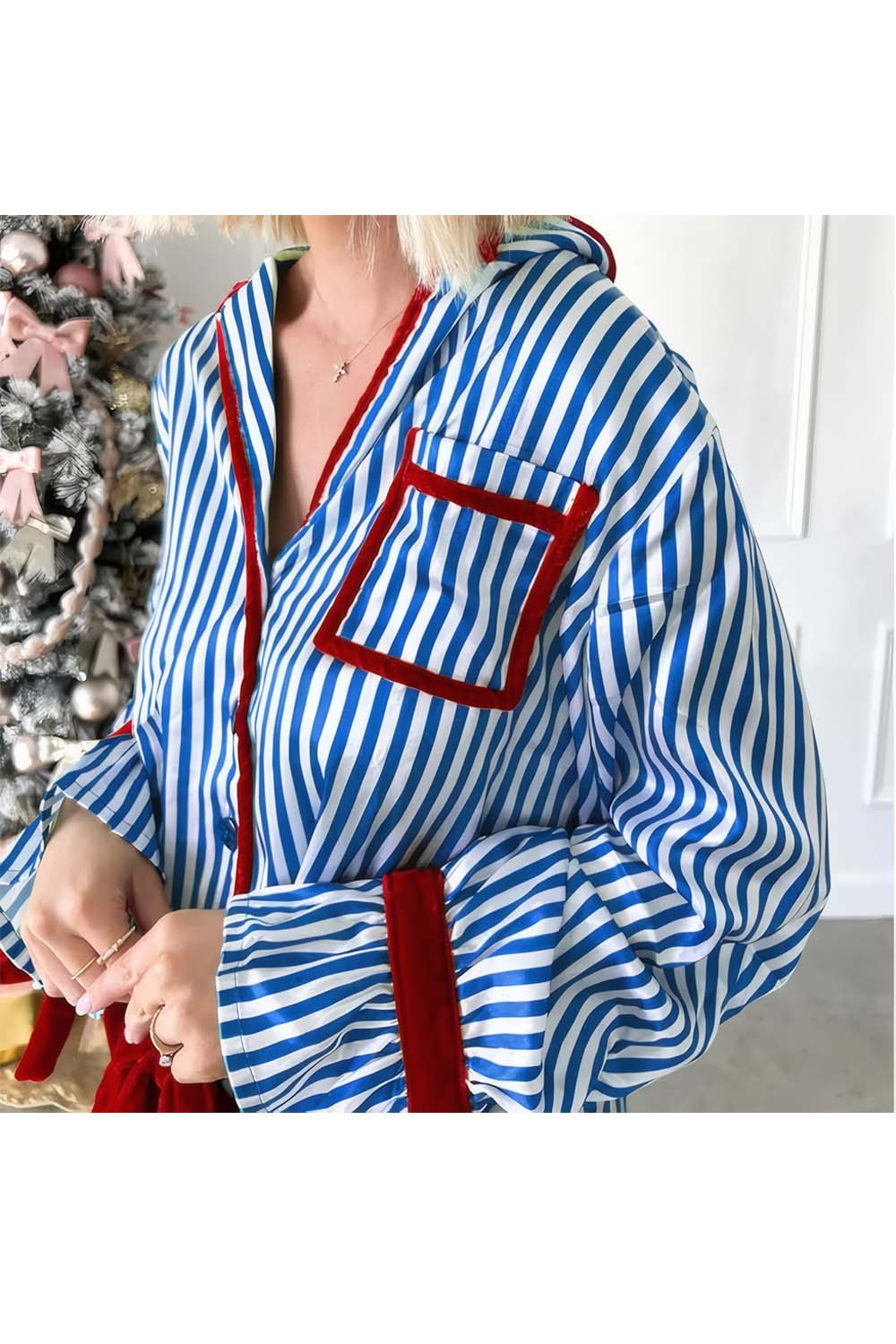 Cozy Satin Holiday Striped Pajama Set