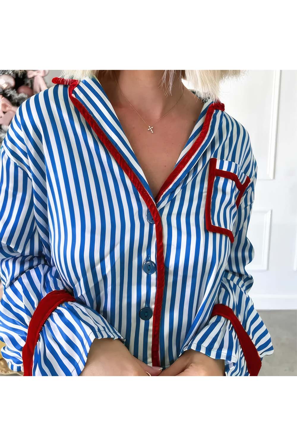 Cozy Satin Holiday Striped Pajama Set