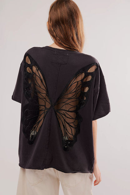 butterfly shirt-backless tee-butterfly tshirt-one