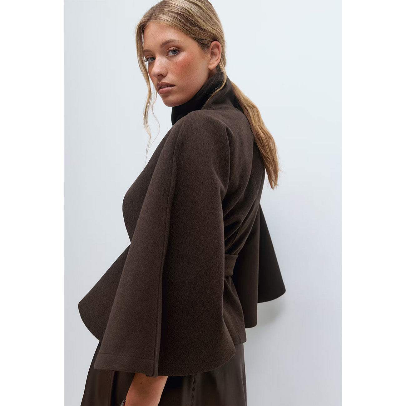 eterna-cape-jacket-high-neck-batwing-sleeve-brown-main-one