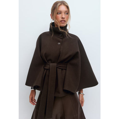 eterna-cape-jacket-high-neck-batwing-sleeve-brown-main-two