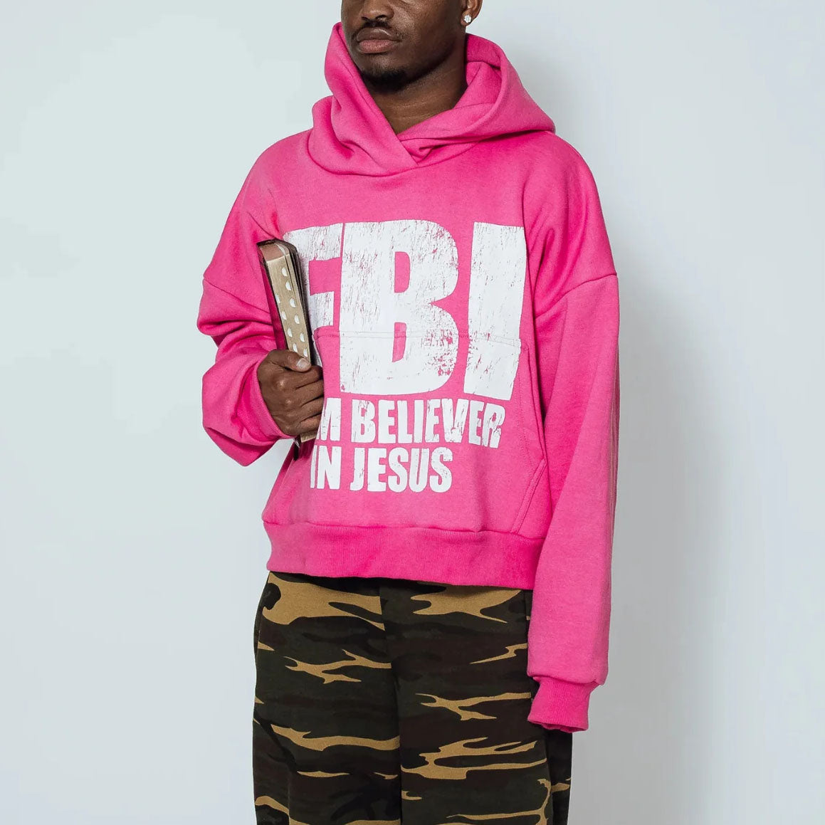 firm believer jesus-hoodie-jesus-god hoodie-oversized hoodie-fbi-man-pink