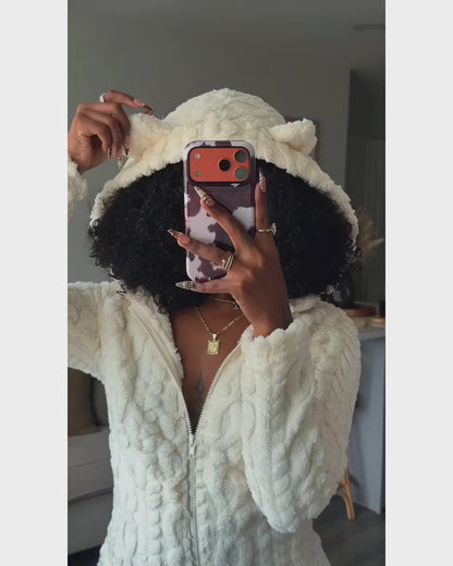 Cozy Bear Plush Hooded Romper Onesie by Fionelle