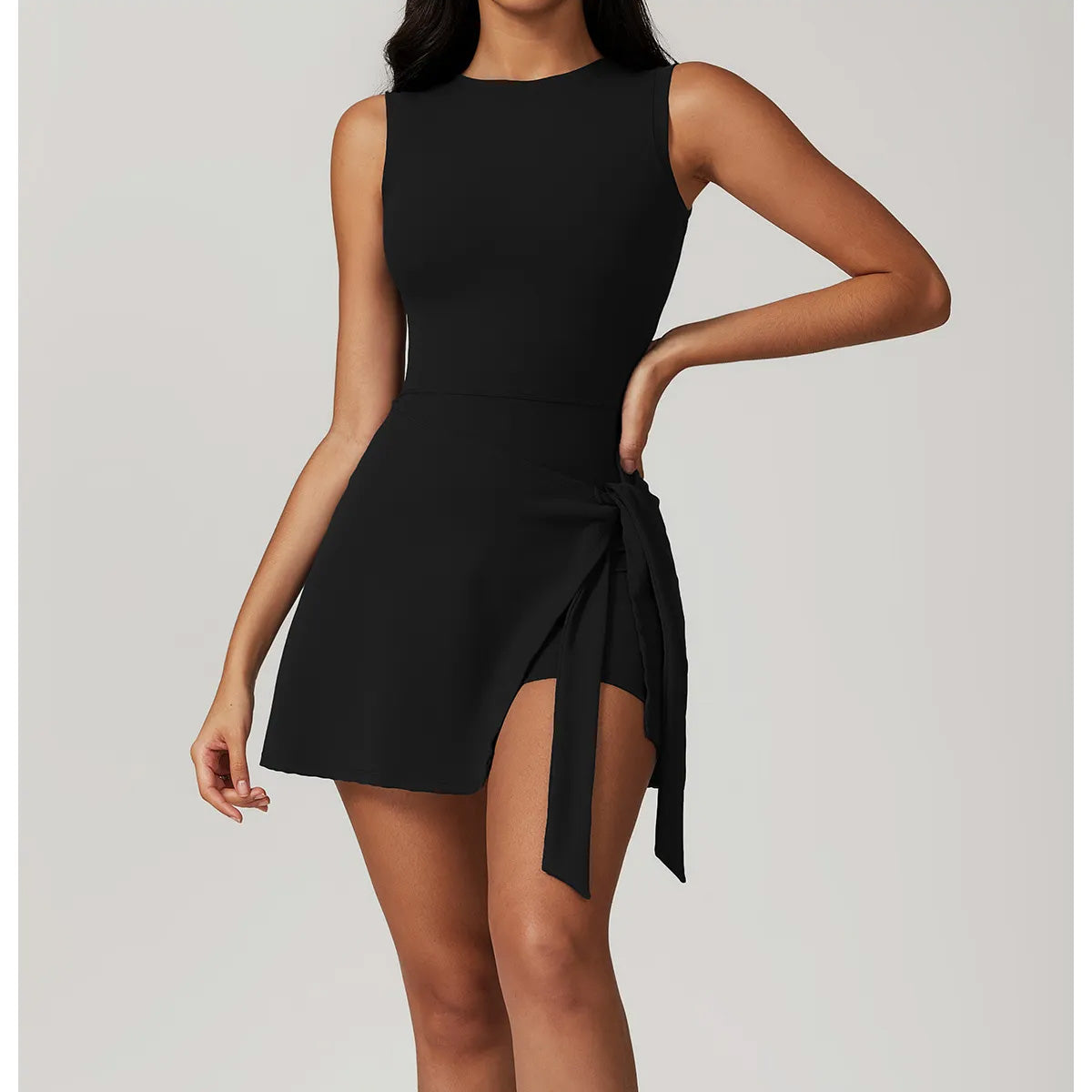 tennisdress-golddress-2piece-fakedress-romper-skirt-fintess-black