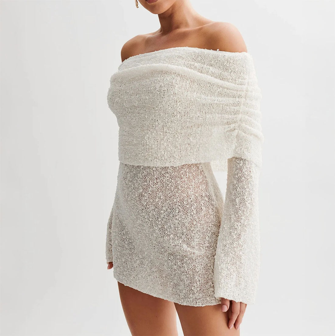 white main-knitted dress-woman-model